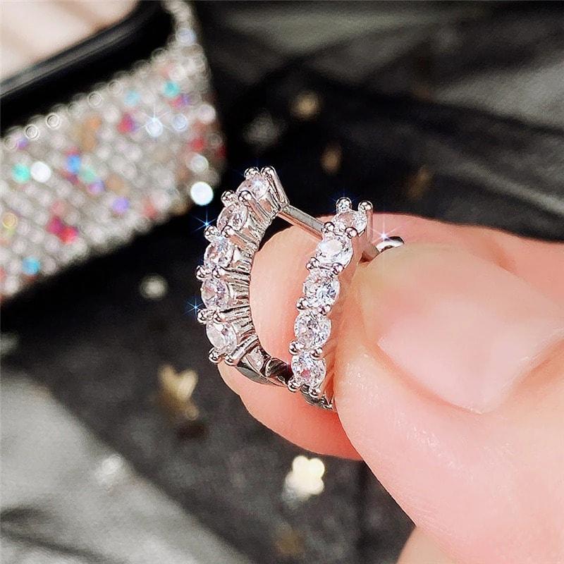 Cercei argintii, cu pietre din zirconiu, Andra C14 - Pursehuit.ro