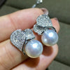 Cercei argintii, cu pietre din zirconiu si perle, Marlen C7