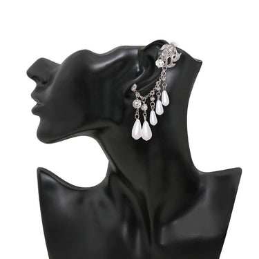 Cercei argintii, ear cuff, cu pietre si perle, Andine C11 - Pursehuit.ro