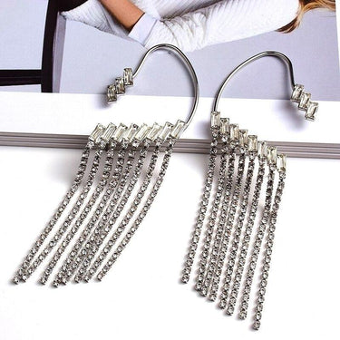Cercei argintii, ear cuff, lungi, cu pietre, Verona C2 - Pursehuit.ro