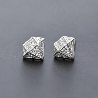 Cercei argintii, forma de diamant, cu pietre din zirconiu, Marken C12 - Pursehuit.ro