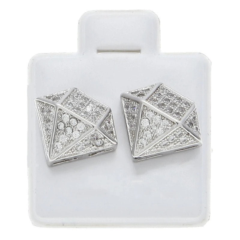 Cercei argintii, forma de diamant, cu pietre din zirconiu, Marken C12