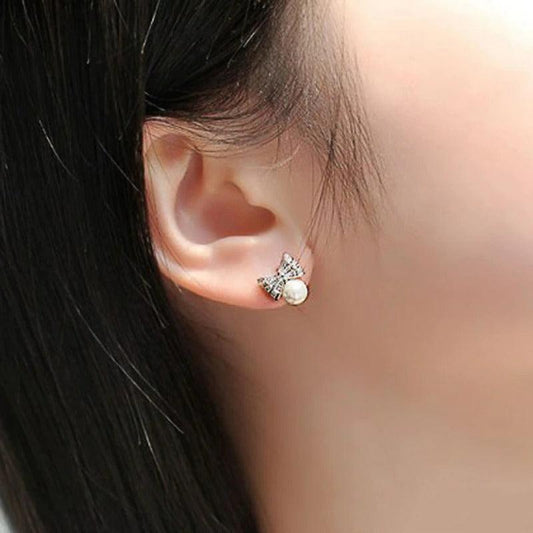 Cercei argintii, forma de fundita, cu perla, Dante C18 - Pursehuit.ro