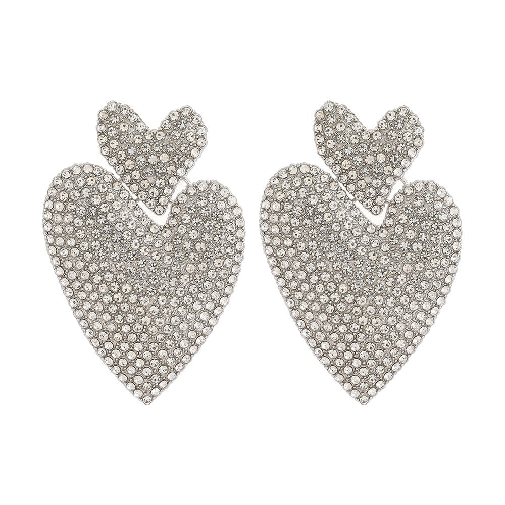 Cercei argintii, forma de inima, cu pietre, Erasmus C4