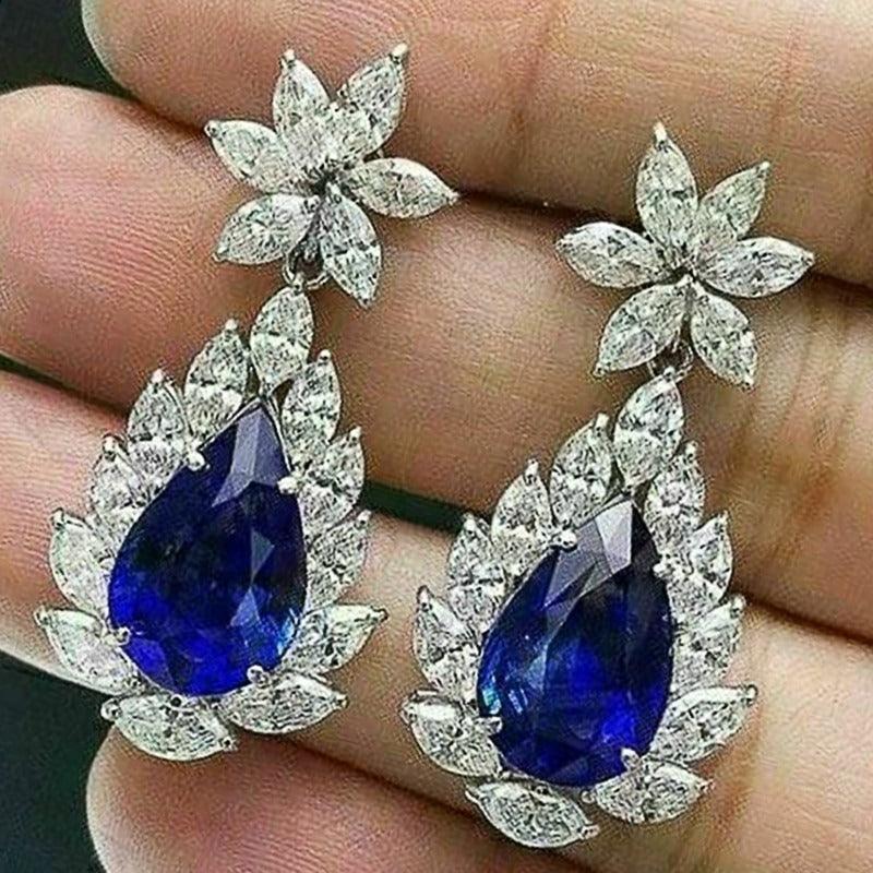 Cercei argintii, forma de lacrima, cu pietre din zirconiu, Madsea C5 - Pursehuit.ro