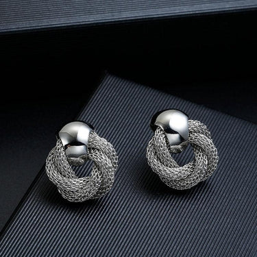 Cercei argintii, forma de nod, cu clips, Sandina C4 - Pursehuit.ro