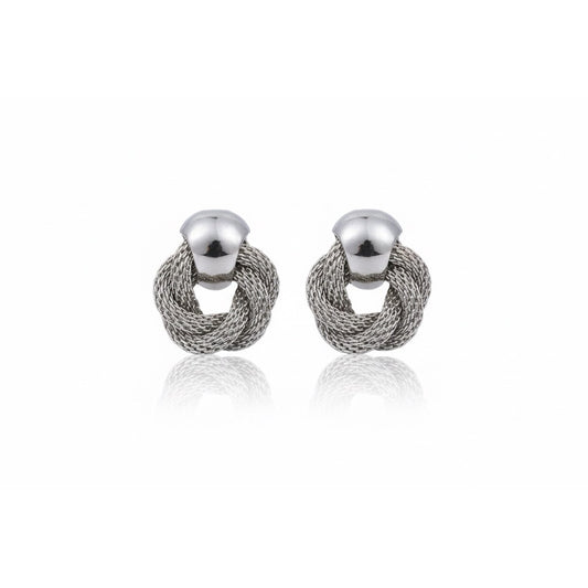 Cercei argintii, forma de nod, cu clips, Sandina C4