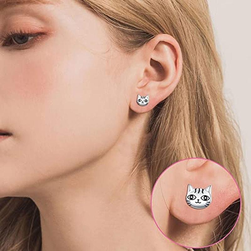 Cercei argintii, forma de pisica, Sidney C15 - Pursehuit.ro