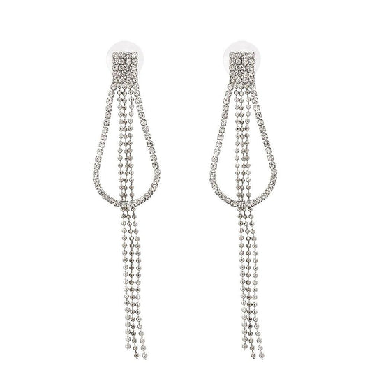 Cercei argintii, lungi, cu pietre, Faidra C14 - Pursehuit.ro
