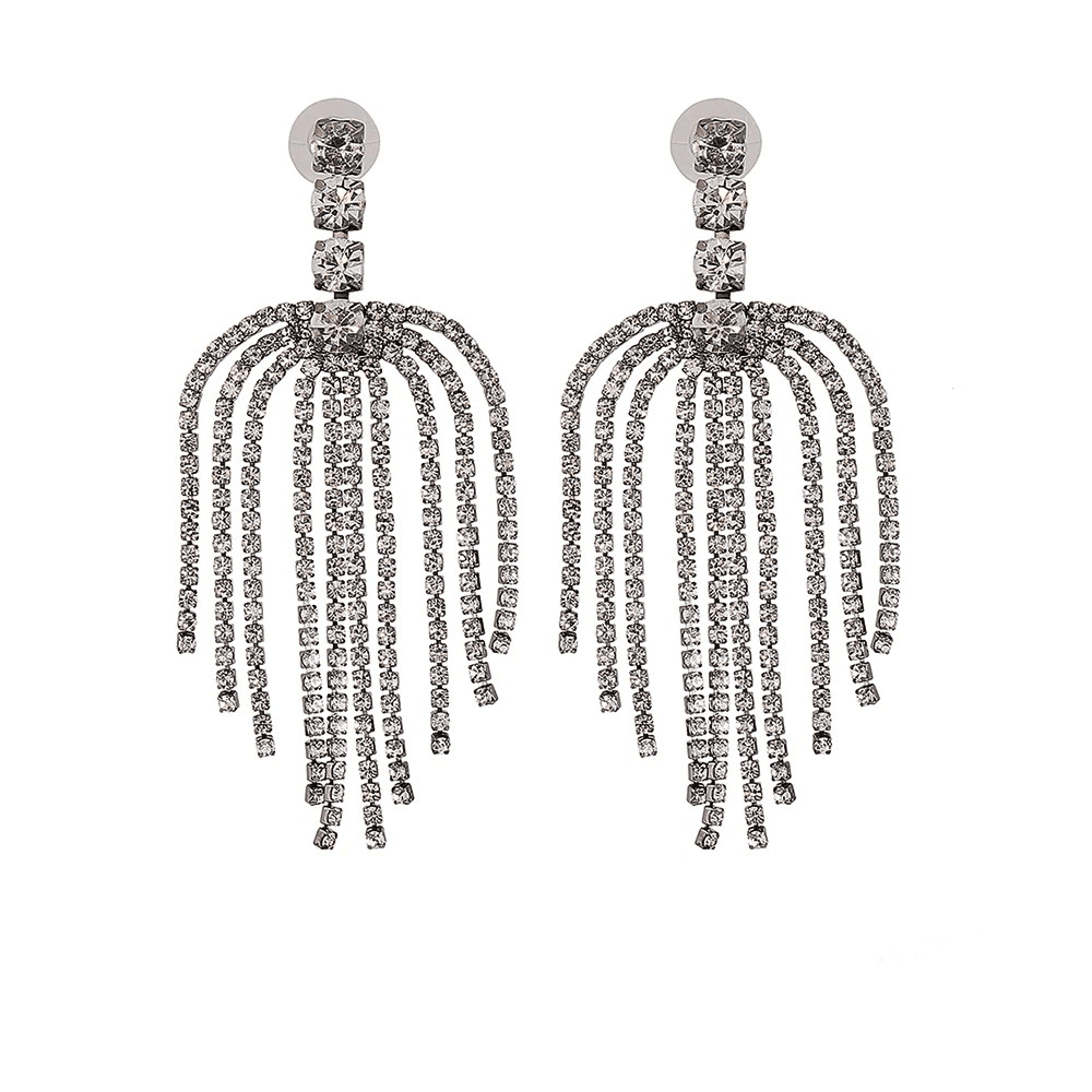 Cercei argintii, masivi, cu franjuri si pietre, Athanasia C19 OUT - Pursehuit.ro