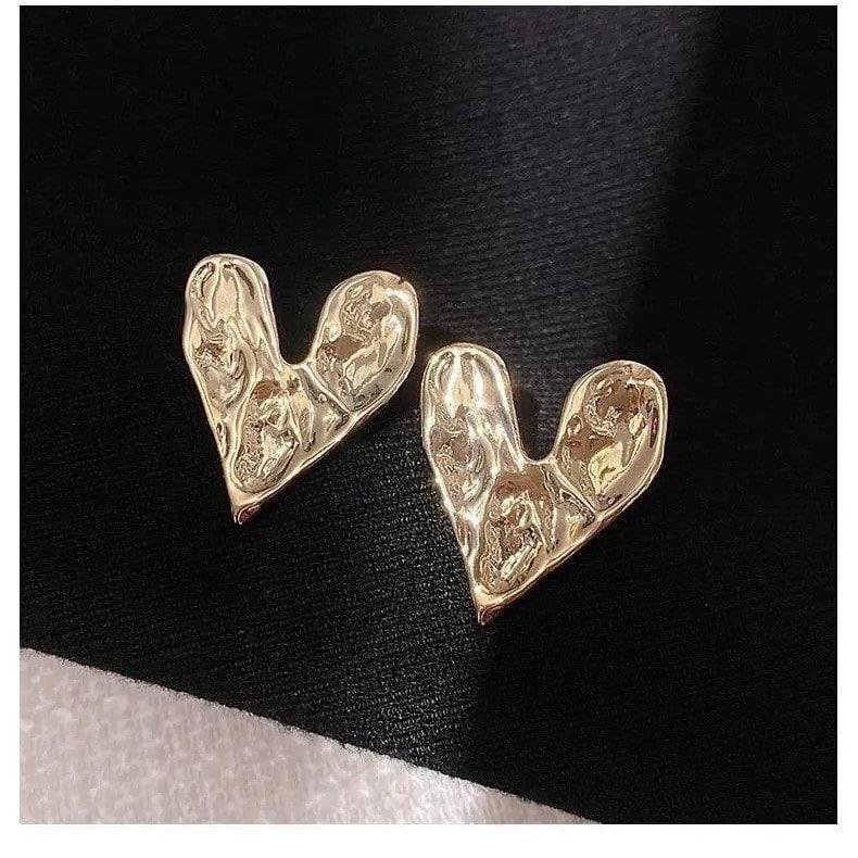 Cercei aurii, cu clips, forma de inima, Inngelil C5 - Pursehuit.ro