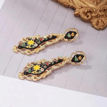 Cercei aurii, cu clips, model dantelat, cu flori, Raja C2 - Pursehuit.ro