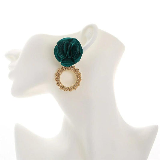 Cercei aurii, cu floare verde, Annete C3 - Pursehuit.ro