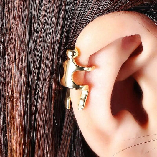 Cercei aurii, ear cuff, forma umana, Dahlia C18 - Pursehuit.ro