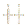 Cercei aurii, forma de cruce, cu pietre in reflexii, Pilar C14