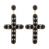 Cercei aurii, forma de cruce, cu pietre negre, Silpa C1 OUT