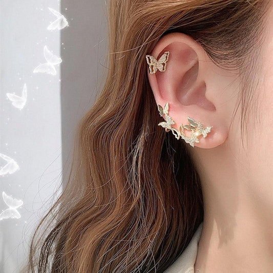 Cercei aurii, forma de fluturi, cu pietre, Aurora C13 - Pursehuit.ro