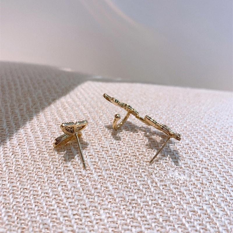 Cercei aurii, forma de fluturi, cu pietre, Aurora C13 - Pursehuit.ro