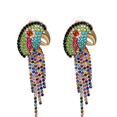 Cercei aurii, forma de papagal, cu pietre multicolore, Filomena C4 - Pursehuit.ro