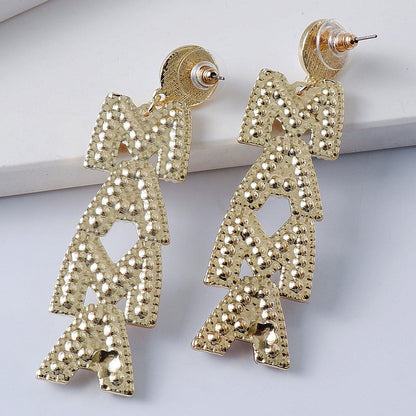 Cercei aurii, lungi, cu perlute si pietre, Henok C3 - Pursehuit.ro