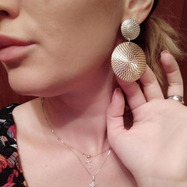 Cercei aurii, rotunzi, cu clips, Samira C3 - Pursehuit.ro