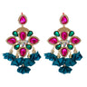 Cercei aurii, stil flamenco, cu pietre roz si flori turquoise, Henka C5 - Pursehuit.ro