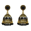 Cercei aurii, stil indian, cu clopotei si margelute negre, Alitha C25