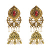 Cercei aurii, stil indian, cu pietre si perle, Sofina C6