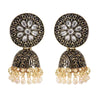 Cercei aurii, stil indian, forma de clopotel, cu pietre si perle, Soline C14