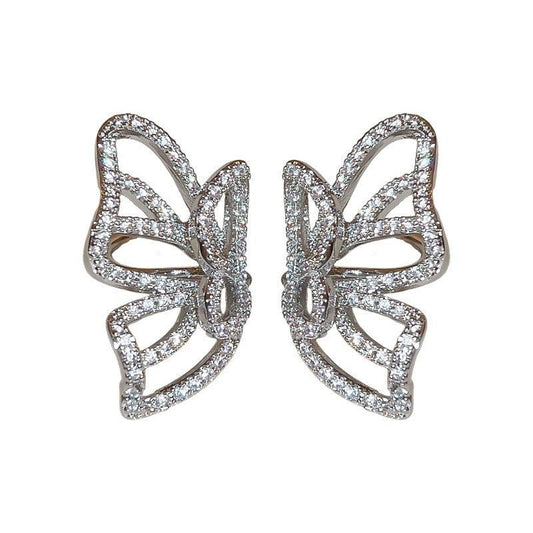 Cercei ear cuff, argintii, forma de fluture, cu pietre din zirconiu, Faith C3 - Pursehuit.ro
