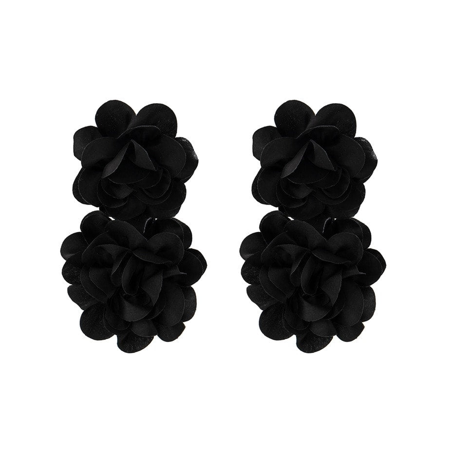 Cercei negri, forma de flori cu petale, Haralde C6