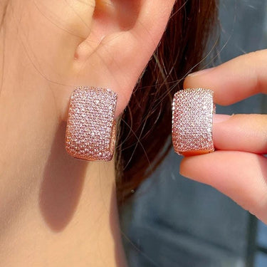 Cercei rose gold, cu pietre din zirconiu, Ned C7 - Pursehuit.ro