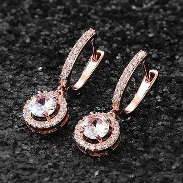 Cercei rose gold, cu pietre din zirconiu, Patience C8 - Pursehuit.ro