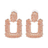 Cercei rose gold, drepunghiulari, cu textura incretita, Athalia C19 - Pursehuit.ro