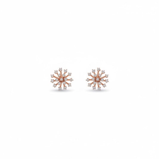 Cercei rose gold, forma de floare, cu pietre din zirconiu, Kalma C8