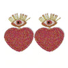 Cercei rosii, in forma de inima, cu margelute, Henrica C1