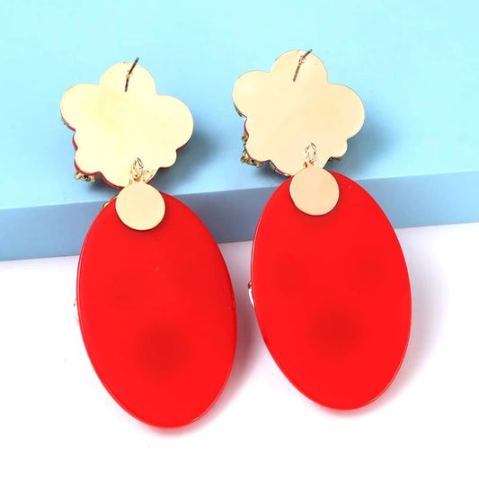 Cercei rosii, ovali, cu pietre, Holly C21 - Pursehuit.ro