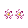 Cercei roz, forma de floare, cu margelute galbene, Traute C1 - Pursehuit.ro
