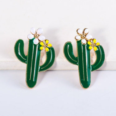 Cercei verzi, forma de cactus, cu flori, Athina C19 - Pursehuit.ro