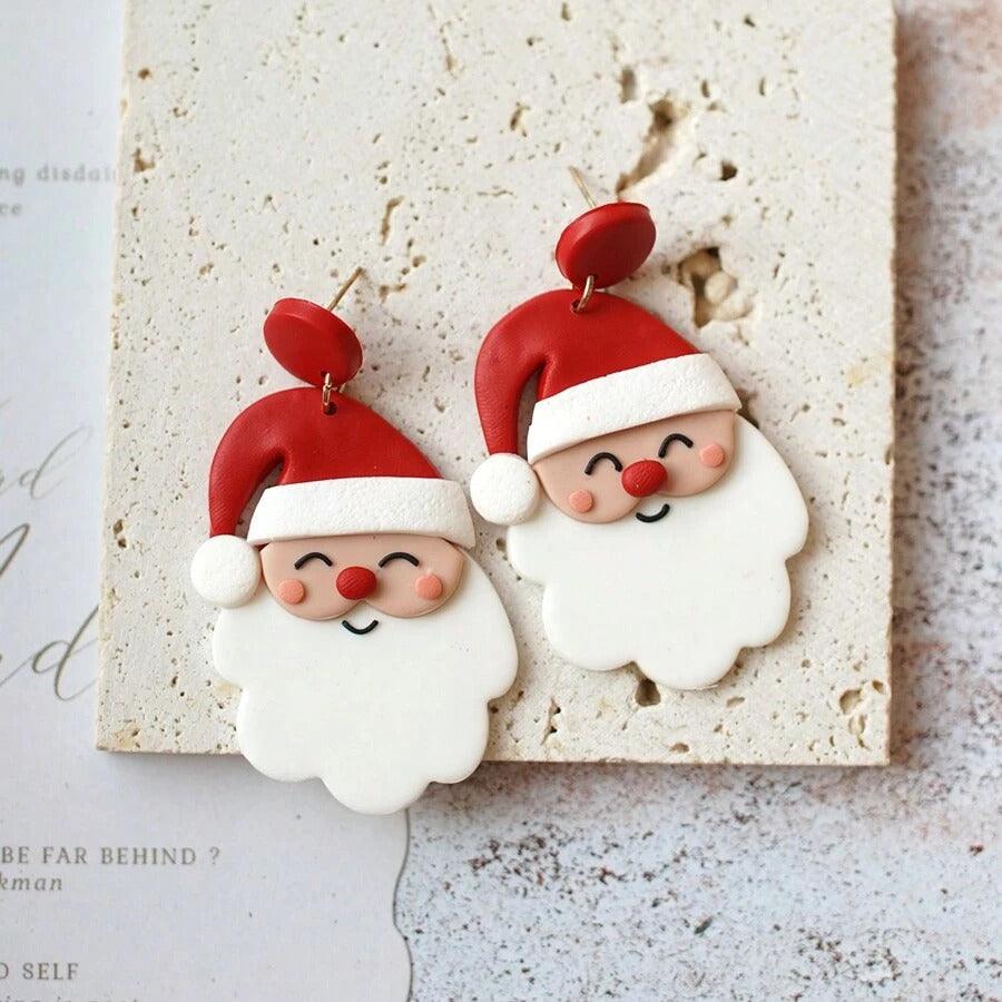 Cercei albi, forma de Mos Craciun, plus cutie cadou, Santa C23 - Pursehuit.ro