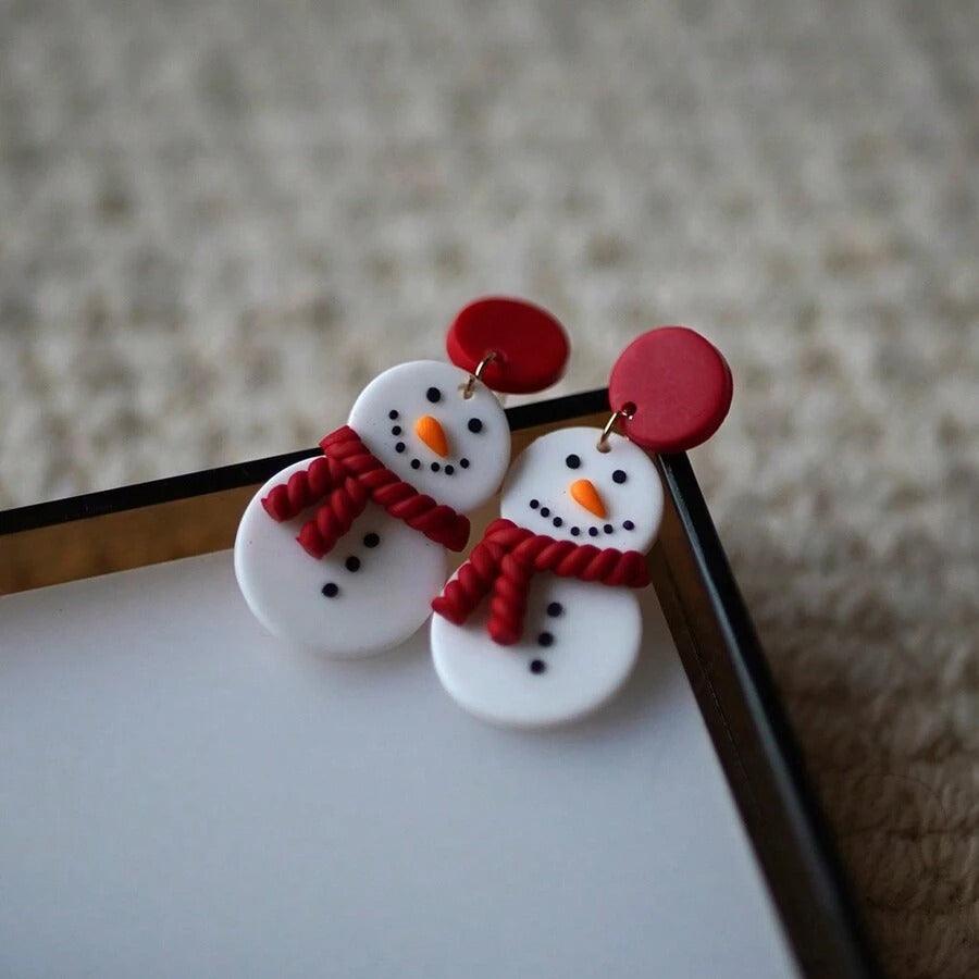 Cercei albi, forma de om de zapada, plus cutie cadou, Snowman C23 - Pursehuit.ro