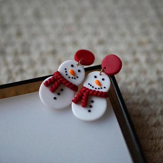 Cercei albi, forma de om de zapada, plus cutie cadou, Snowman C23 - Pursehuit.ro