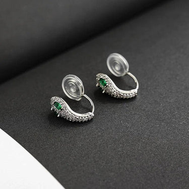 Cercei argintii, cu clips, forma de sarpe, cu pietre, Manni C5 - Pursehuit.ro