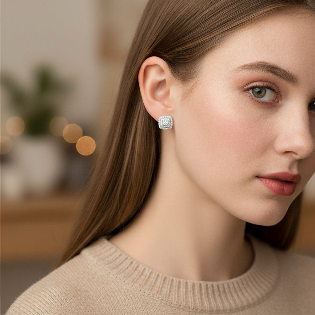 Cercei argintii, cu pietre din zirconiu, Noomie C19