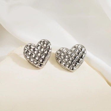 Cercei argintii, din otel inoxidabil, forma de inima, suflati cu aur 18k, Haley C1