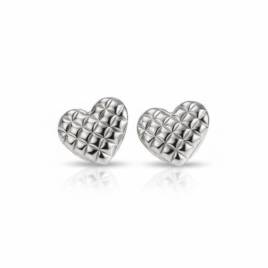 Cercei argintii, din otel inoxidabil, forma de inima, suflati cu aur 18k, Haley C1