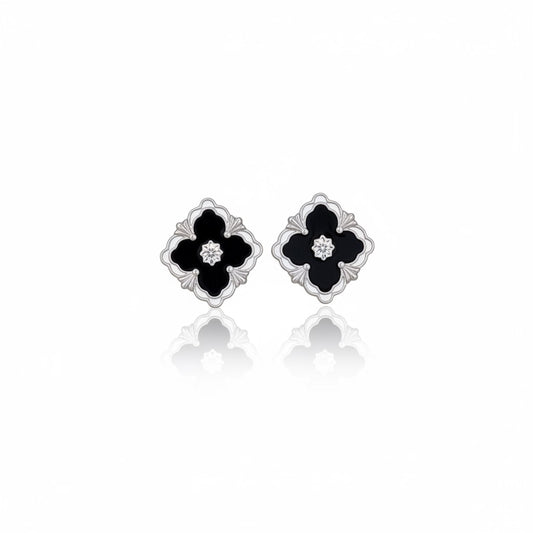 Cercei argintii, din otel inoxidabil, suflati cu aur 18k, forma de floare, Oriana C5