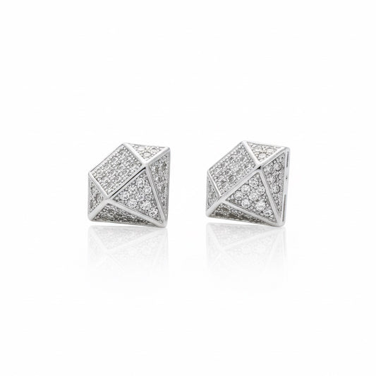 Cercei argintii, forma de diamant, cu pietre din zirconiu, Marken C12