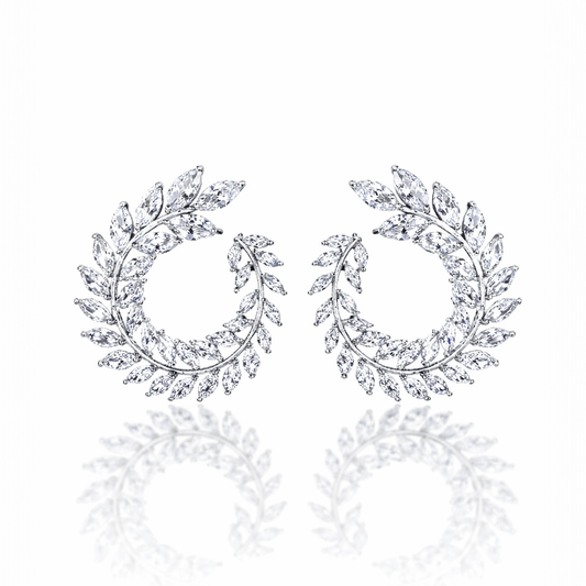 Cercei argintii, forma de spirala, cu pietre din zirconiu, Thorill C30