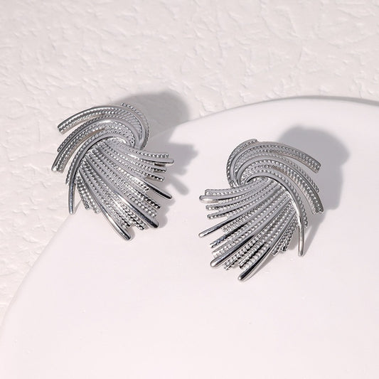 Cercei argintii, impletiti, din otel inoxidabil, suflati cu aur 18k, Selma C4